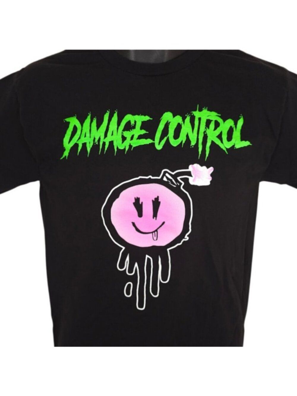 Damage Control Happy Emo T Shirt Mens Size Small Black Rock Band Tee